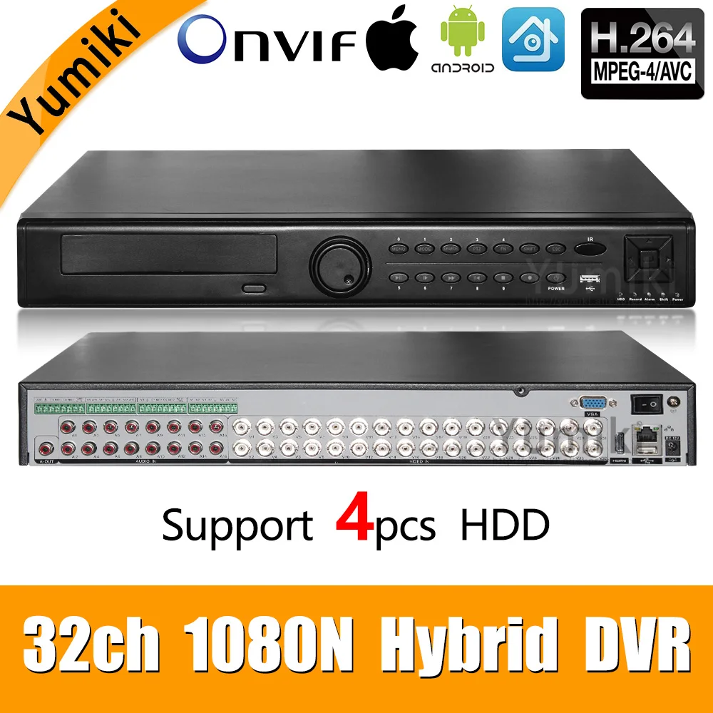 32ch 1080N DVR 5 в 1 коаксиальный CVI TVI AHD системы видеонаблюдения гибридный