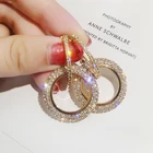 Популярные дизайнерские креативные ювелирные изделия SUMENG, высококачественные бриллиантовые круглые серьги золотогосеребряного цвета для женщин, Свадебная вечеринка