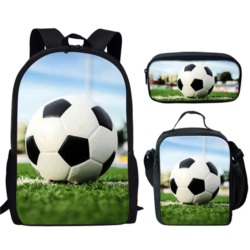 INJERSDESIGNS Boys Girls Sport School Bags Set Football Printing Backpack For Teenager Children Book Bag Fashion Mochila Escolar