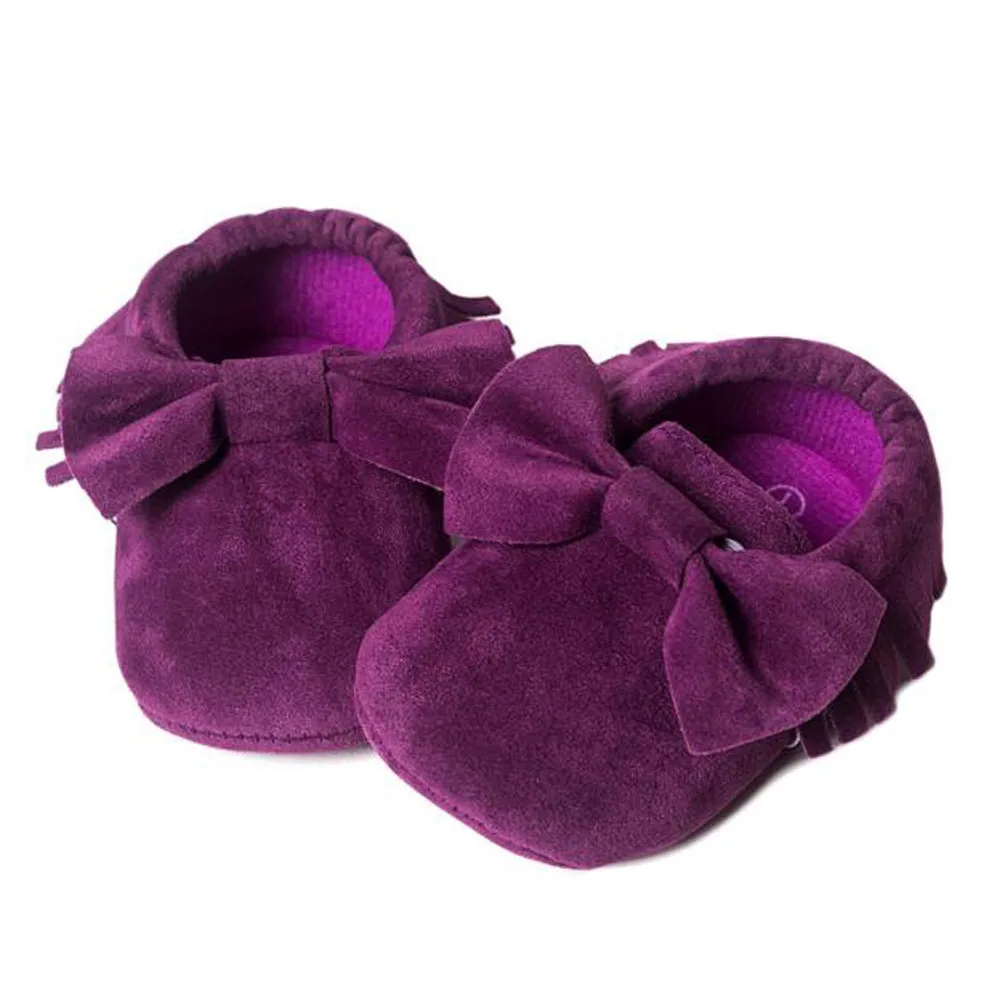 Для маленьких девочек Мокасины с кисточками С бантом из искусственной кожи для