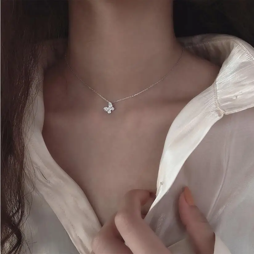 Роскошные ювелирные изделия кулон ожерелье из серебра Бабочка колье для