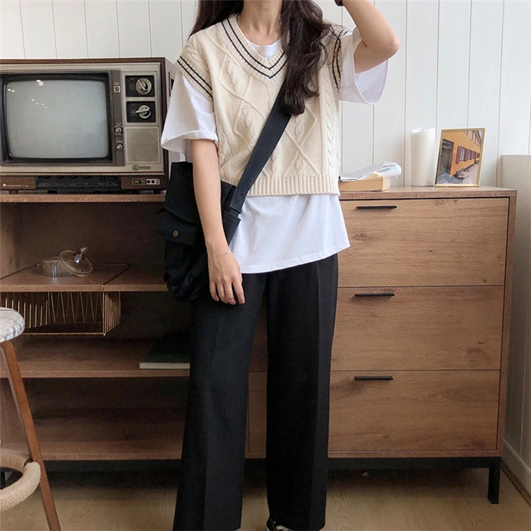 Женский трикотажный короткий жилет Colorfaith свитер без рукавов в минималистичном