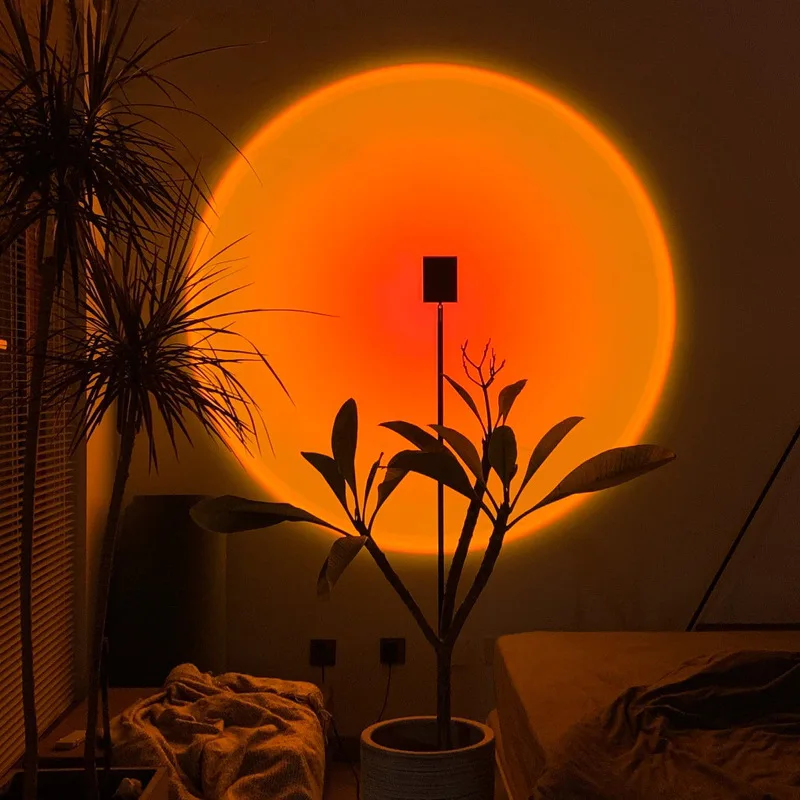 

FSS Sunset Floor Lamp For Living Room Bedroom Projection Colorful Red Halo Creative Art Atmosphere Indoor Light Fixtures