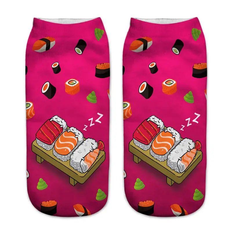 

Unisex Novelty 3D Short Ankle Socks Crazy Pizza Hamburger Food Patterned Hosiery