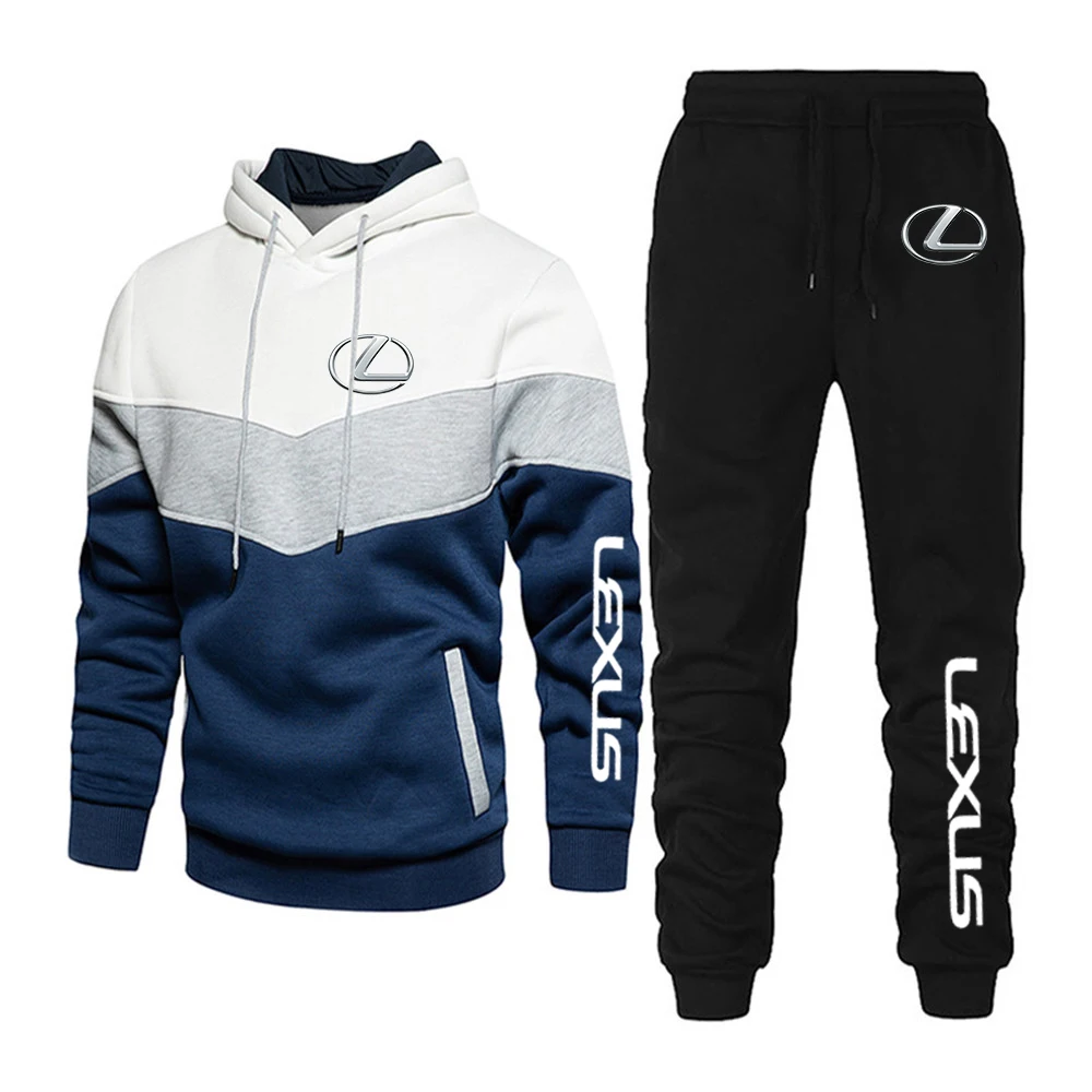 Мужской однотонный спортивный костюм с логотипом LEXUS спортивные штаны в простом