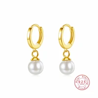 hi man 925 sterling silver french white pearl pendants stud earrings women noble temperament banquet jewelry accessories
