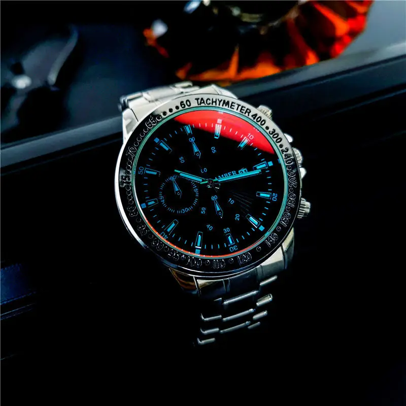 

2021 Waterproof Sports Men's Watch Male Student Korean Black Technology Cool Luminous Calendar Quartz Steel Belt Men's Watch