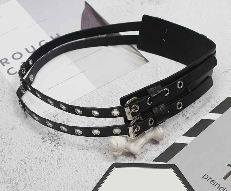 

Fashion Lady Hollow Wide Leather Belt Coat High Waist Women Designer Cool Punk Belts Personality Casual Female Belt 92cm