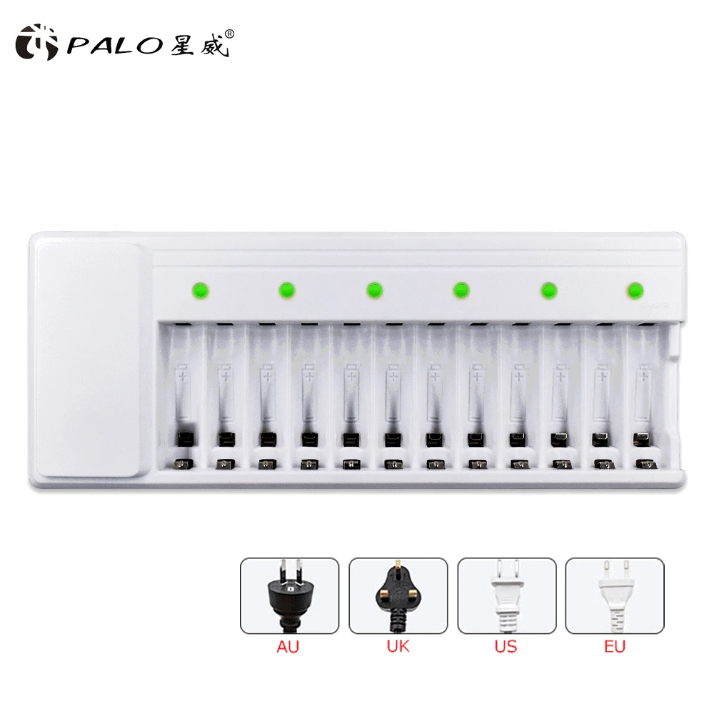 PALO 12 слотов AA зарядное устройство для Ni MH NI CD 1 2 в AA/AAA аккумуляторная батарея