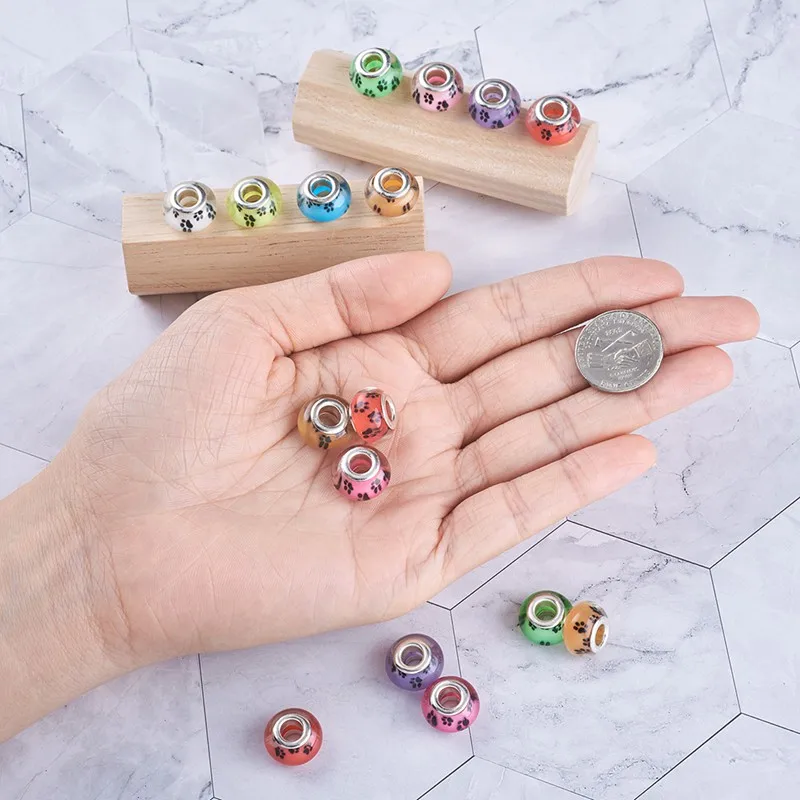 PandaHall 100 шт. акриловые бусины в европейском стиле форме собачьей лапы узор с