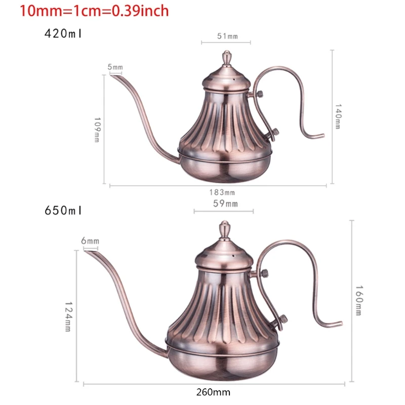 

Royal Fine Mouth Gooseneck Coffee Pot Stainless Steel Coffee Presser 420ML 650ML