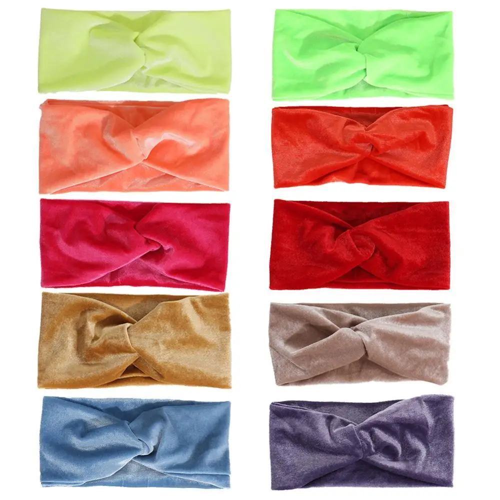 

27Pcs/Lot Velvet Turban Baby Headband 19*10cm Newborn Knot Velour Luxurious Hair Bands Korean Sweet Girls Winter Headwraps