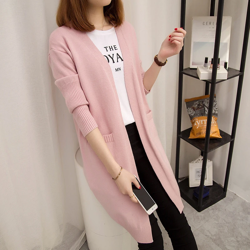 

spring Autumn New Solid Women Sweater Cardigan Tops Korean Long Sleeve Knitted Cardigans Ladies Casual Loose Sweaters Tide