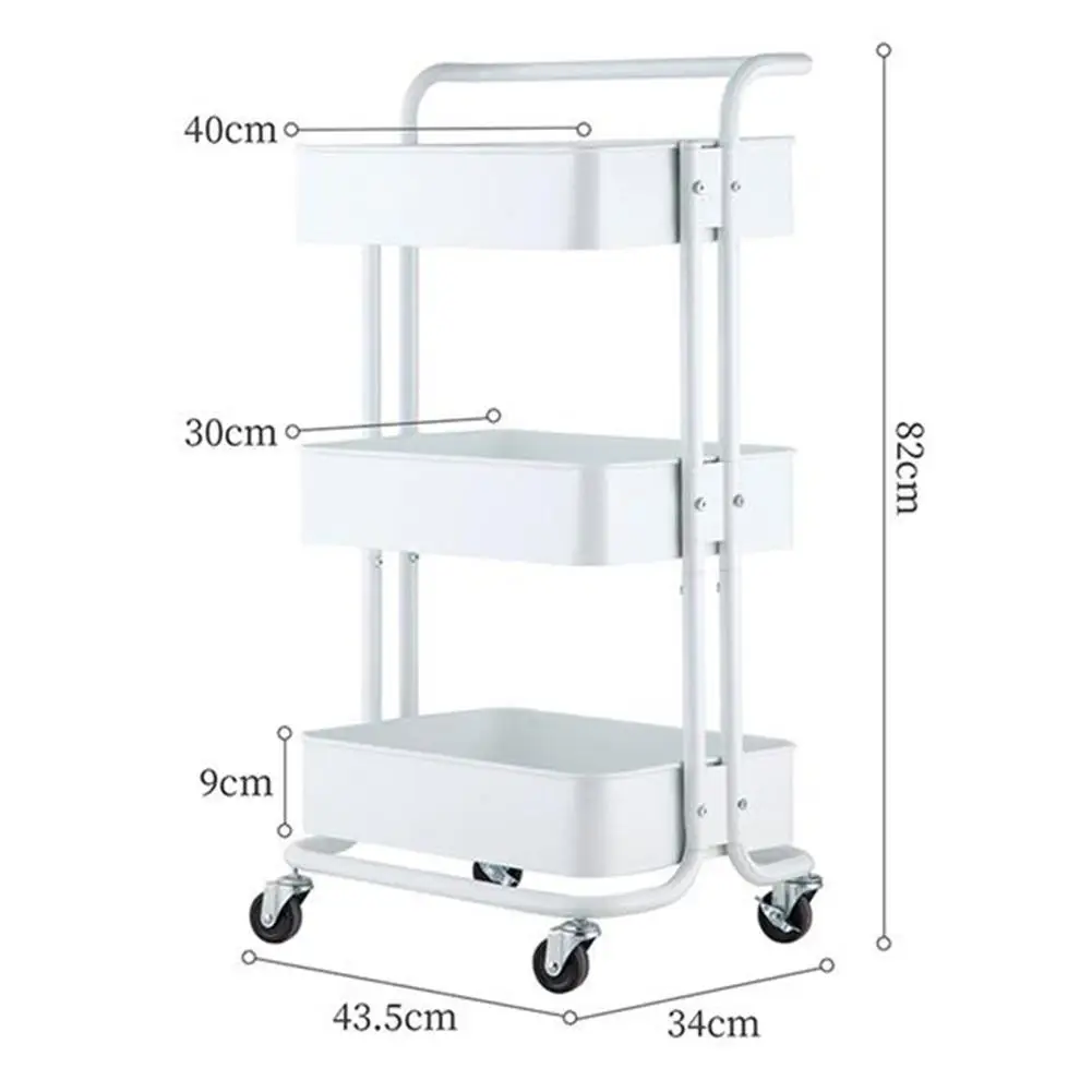 

Steel Pipe Storage Cart Metal Kitchen 3 Tier Trolley Rolling Utility Cart Home Storage Shelf Wheels Organizer Rack for Bathroom