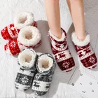 Зимние пушистые туфли женские шлепанцы теплые плюшевые шлепанцы, Рождественская хлопковая домашняя обувь, напольная обувь, шлепанцы