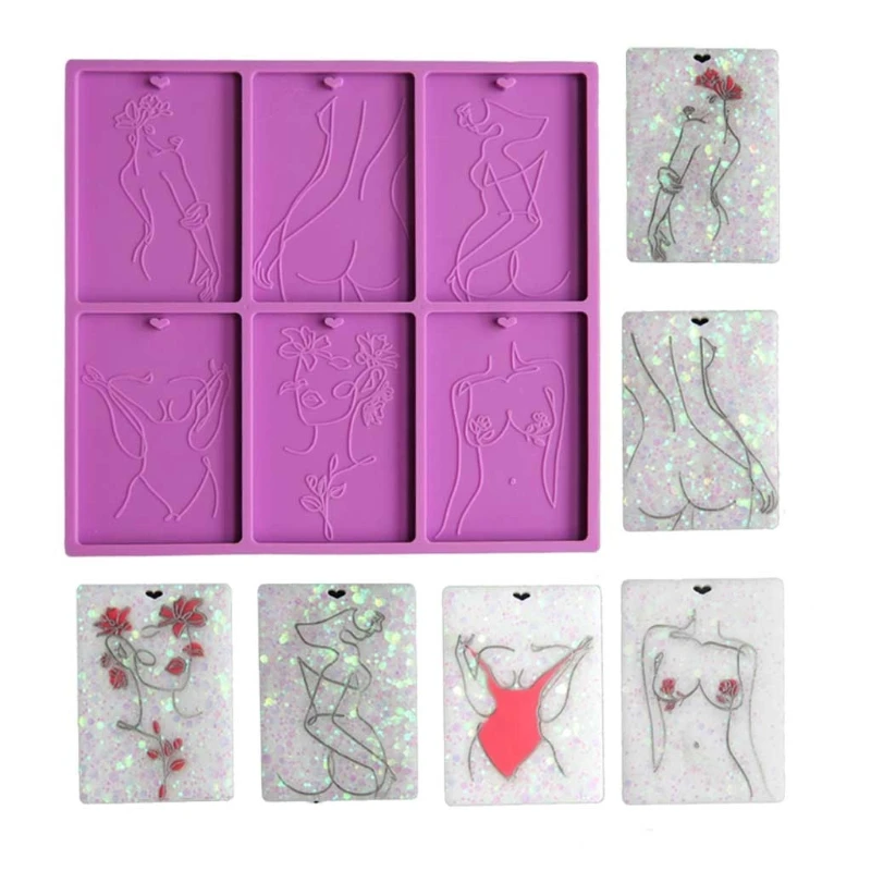 

87HC Women Body Line Art Keychain Epoxy Resin Mold Necklace Pendant Silicone Mould