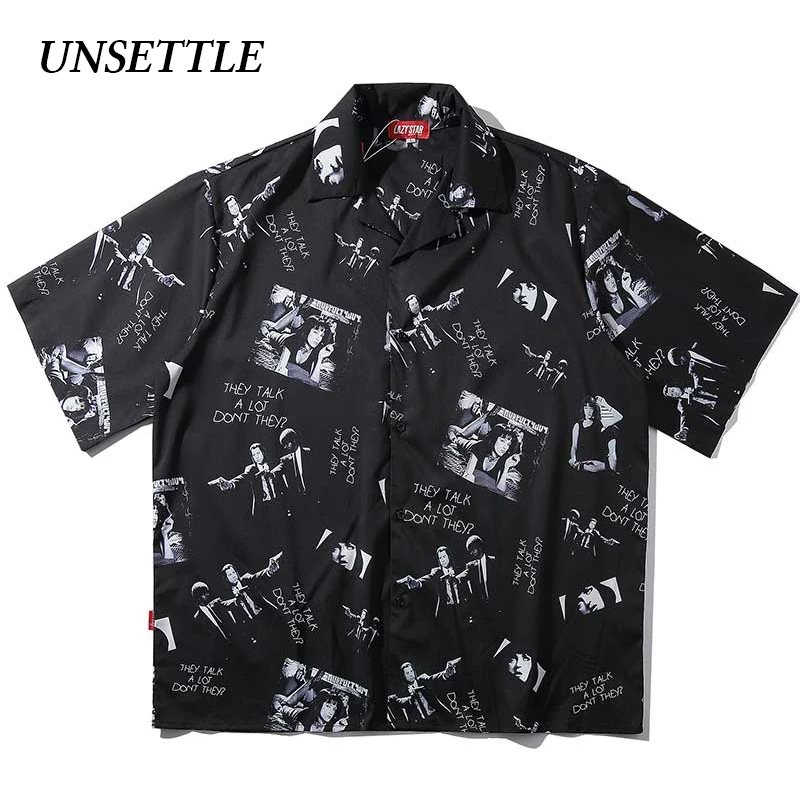 UNSETTLE 2020SS Harajuku Хип хоп рубашка уличная одежда мужская гавайская с принтом Пляжная