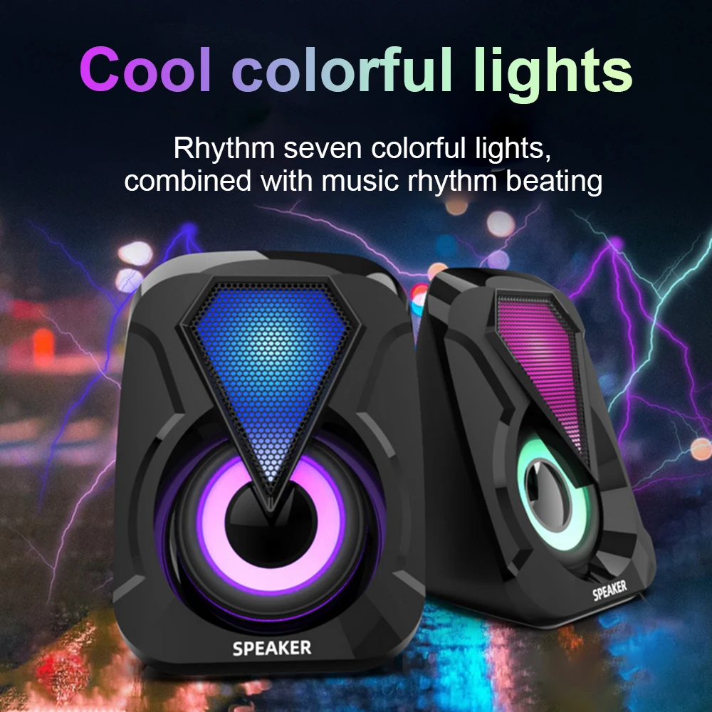 

2Pcs Rgb Computer Speakers For Desktop USB Powered Bass Speakers For Desktop Laptop PC Computer Speakers USB Powered Subwoofer