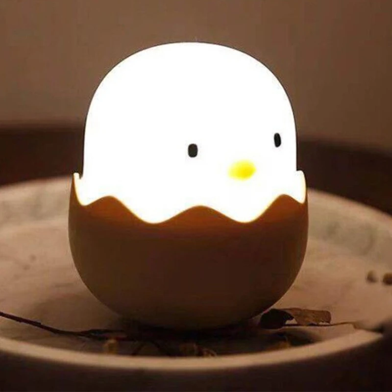 

USB Cute Eggshell Chicken Night Light Creative Bedside LED Tumbler Sleeping Lamp