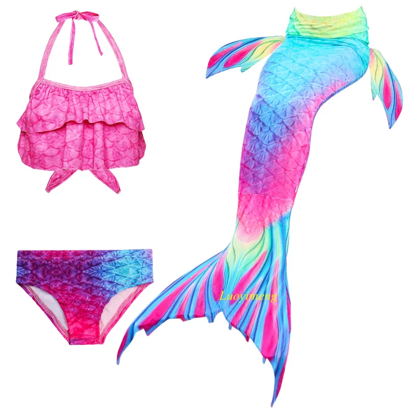 

Children Mermaid Swimming Suit 3pcs Mermaid Tails Swimmable Swimsuit Mermaid Costume Clothes Swimwear Bikini Sets For Girls Kids