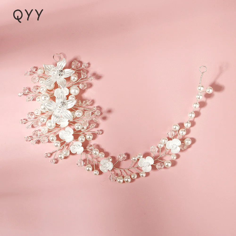 QYY свадебные аксессуары для волос цветок Кристалл Жемчужный обруч ювелирные