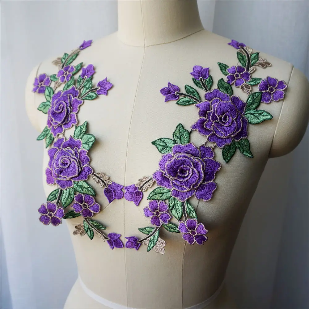 2 шт. вышитые кружевные 3d аппликации для платья|Заплатки| |