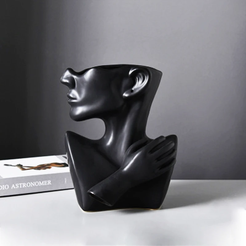 

Jusen Ceramic Half-Length Flower Pot Portrait Flower Arrangement Humen Face Flower Pot For Indoor Flowers Home Desk Vase Decor
