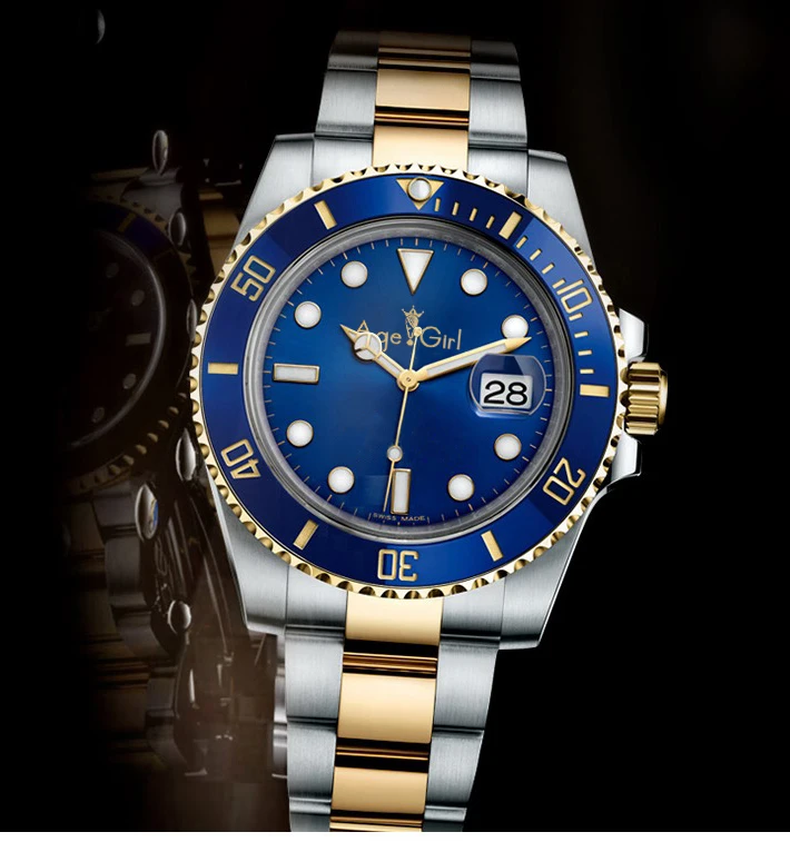 

Classic New Men's Automatic Mechanical Watches Self wind Silver Black Gold Blue Stainless Steel WristWatch AAA quality 40mm