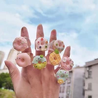 new creative women%e2%80%99s rings ins color donut cartoon food play accessories 2021 trend jewelry girls gifts party dailyc