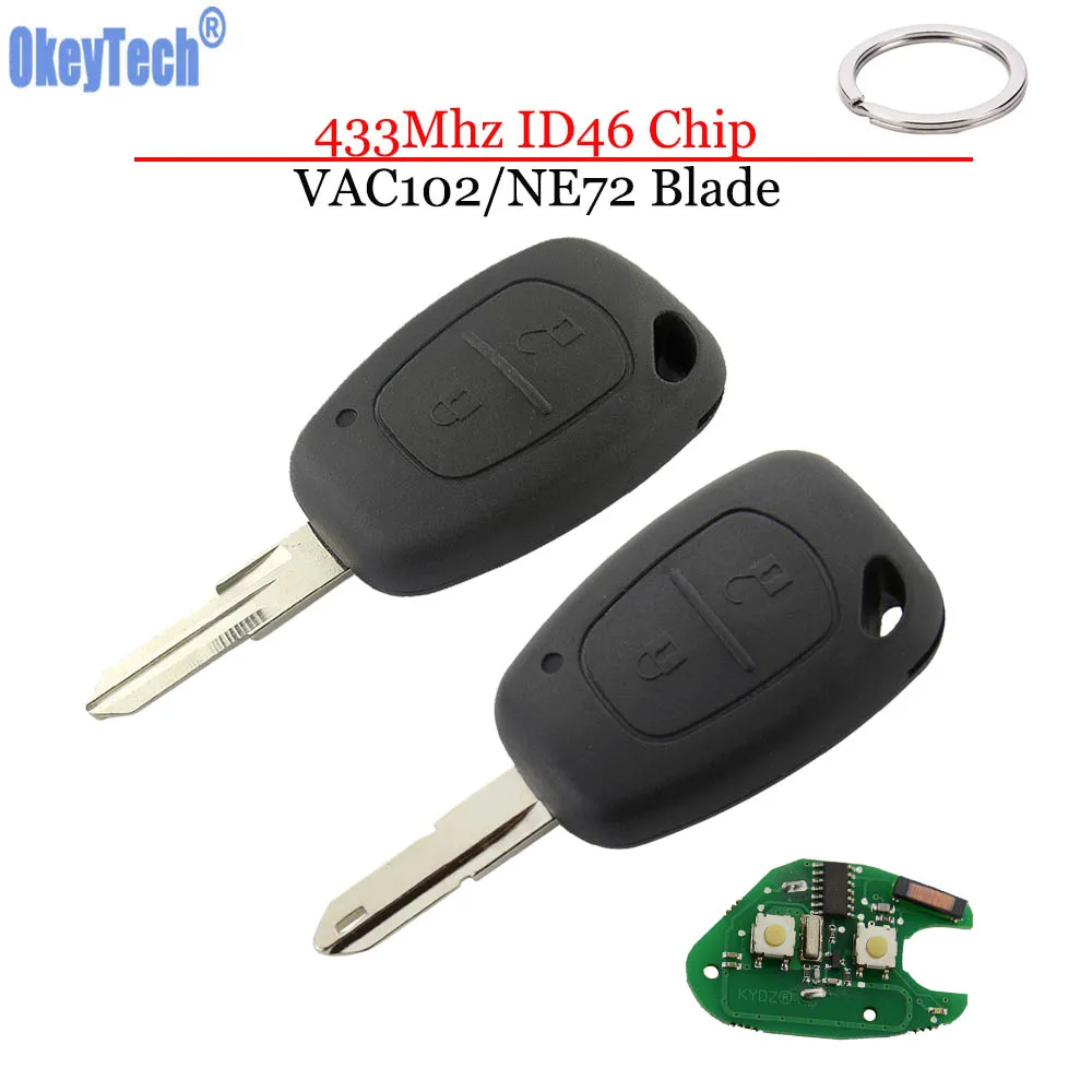 OkeyTech для Renault Duster Megane 2 Clio Captur Автомобильный Дистанционный ключ 433 МГц ID46 PCF7946 чип