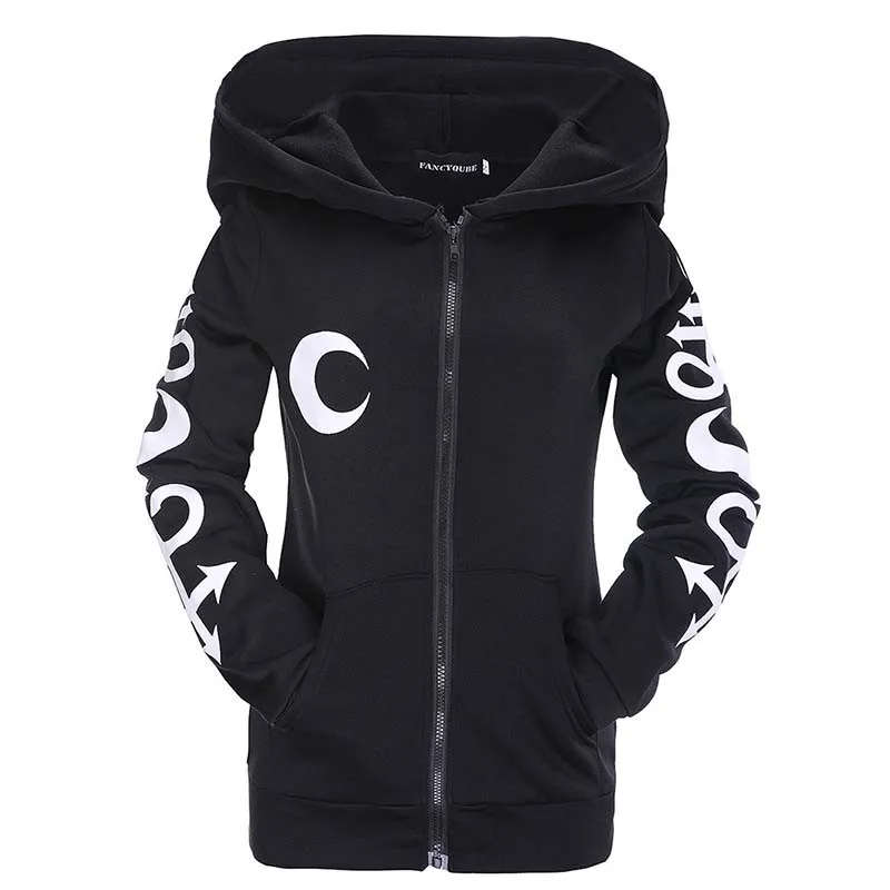 

Hoodies Coat Women Warm Long Sleeve Fashion Gothic Punk Letter Print Warm Jacket Female Casual Oversized Zipper Sweatshirts