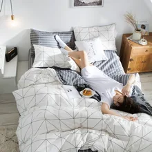 2/3 pieces set Simple Quilt Cover And Pillow Case Queen Bed Comforter Sets Pure Cotton Bedding (4)