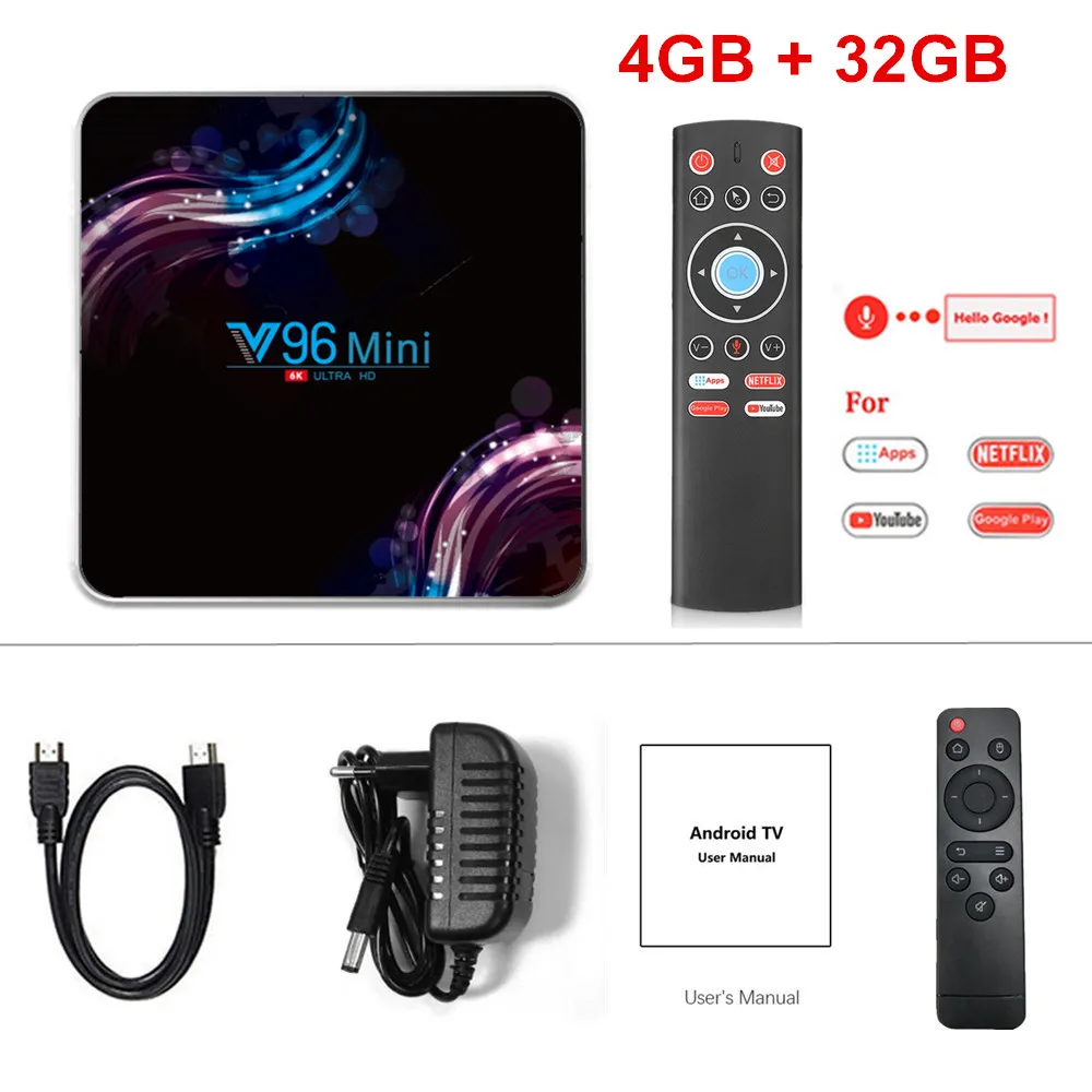 4G32G voice control V96 мини ТВ коробка Android 9,0 Allwinner H6 4 ядра, 4 Гб 128 6K H.265 Wi-Fi V96mini 32 ГБ/64 Гб Smart tv Box HD Netflix Youtube - Цвет: 4G32G voice control