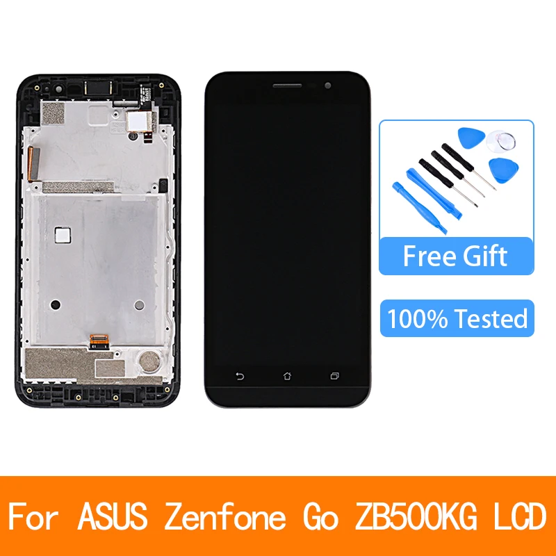 

Original 5.0" Display For ASUS Zenfone Go 5 Lite ZB500KG LCD Touch Screen Digitizer Replacement Parts ZB500KG Display with Frame