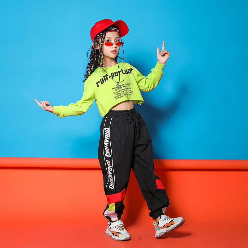 Детская Одежда для танцев в стиле хип-хоп девочек костюмы джазовых топы с
