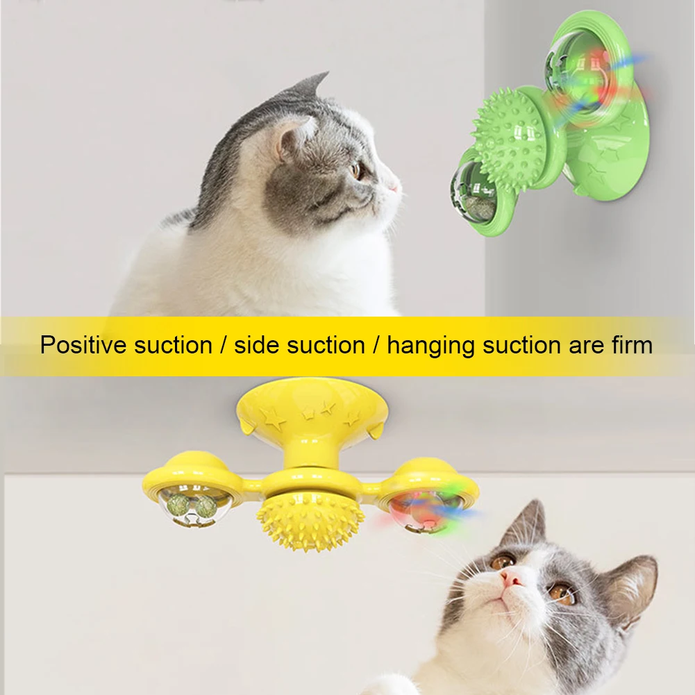 

Windmill Turntable Tickle Cat Grooming Interactive Hair Brush Turning Cats Toys Portable Scratch Pet Spinner Shedding Massage