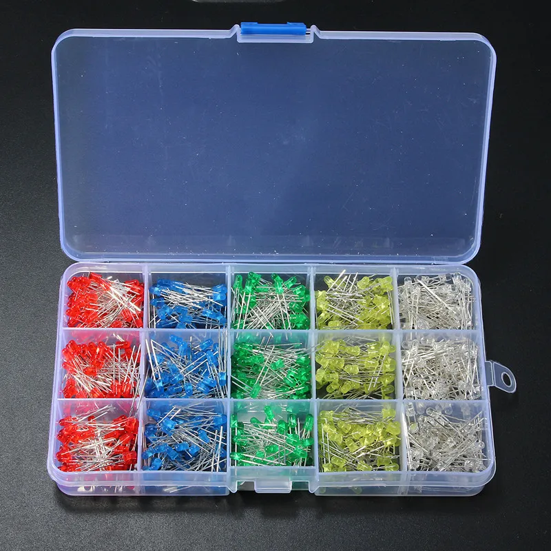 750 шт./лот 3 мм светодиодный набор диодов круглый белый желтый красный синий