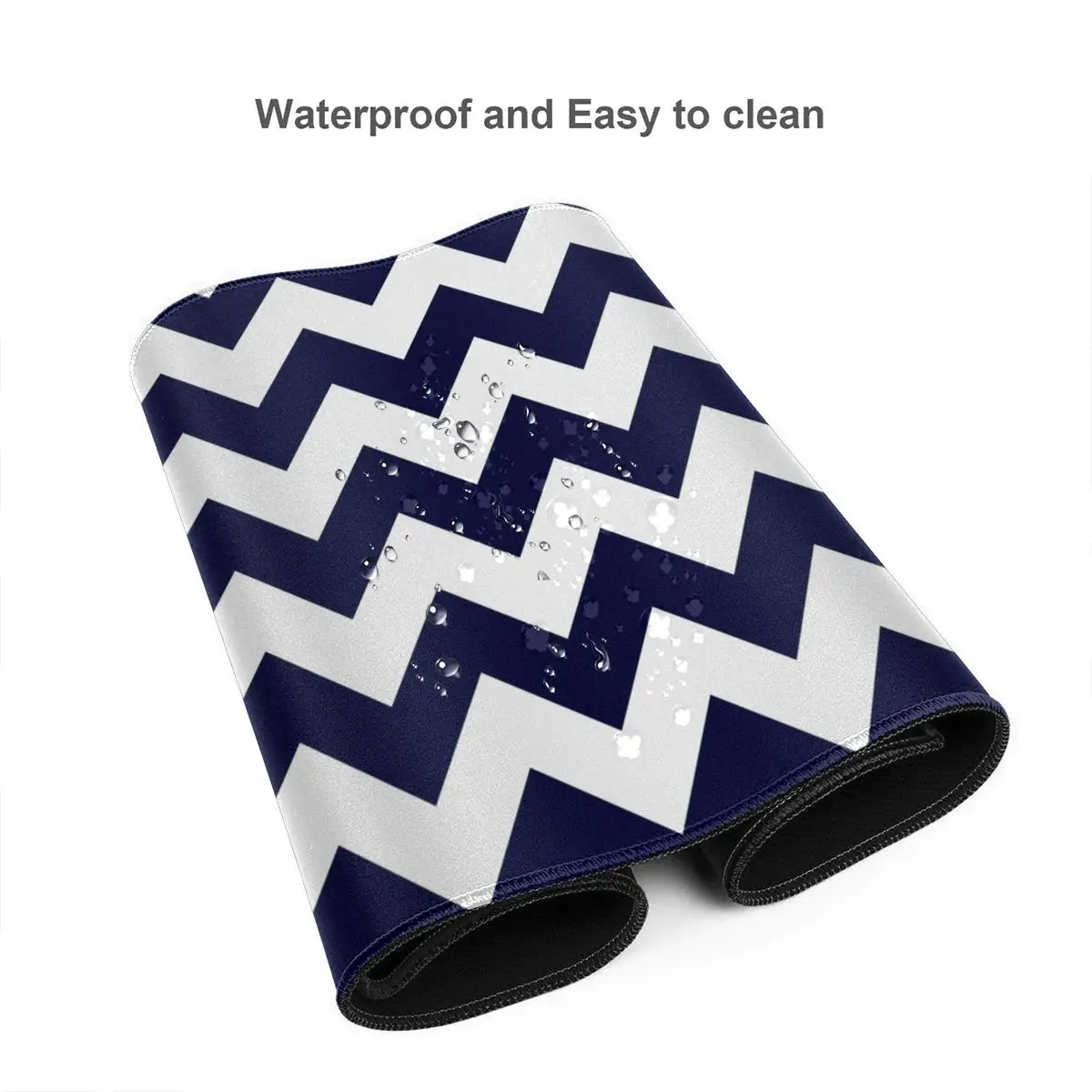 Темно-синий и белый коврик для клавиатуры мыши в полоску с шевроном большой