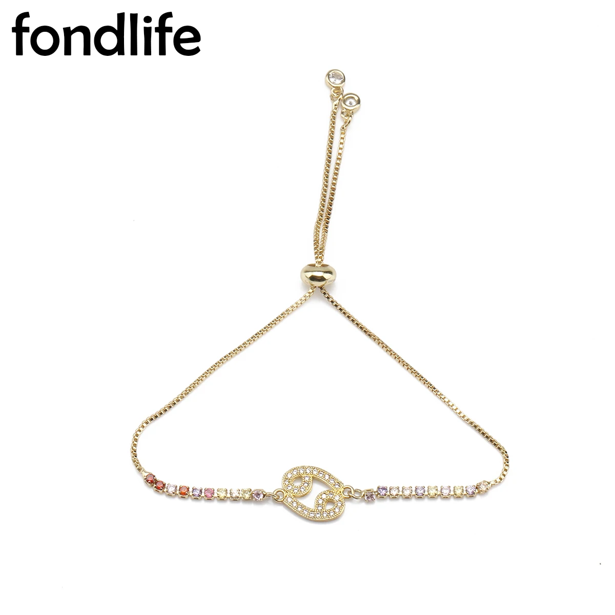 

Cubic Zirconia Crystal Gold-plated The Crab Cancri Charm Chain Bracelet Women Twelve Constellations CZ Chic Cancer Jewelry Gift