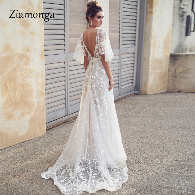 Женское Сетчатое платье с вышивкой Ziamonga белое прозрачное кружевное v-образным