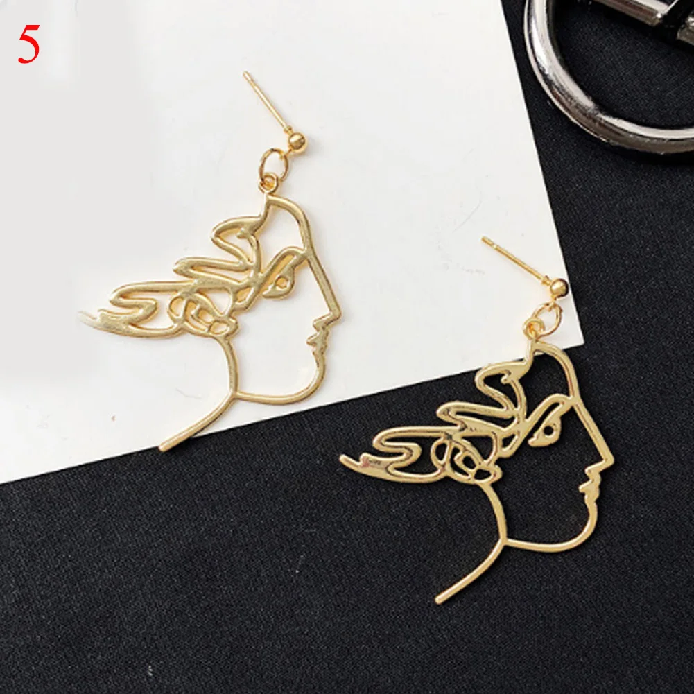 

Korean Punk Human Face Drop Earrings For Women Retro Abstract Hollow out Statement Hand Metal Fashion Dangle Earring Jewelry