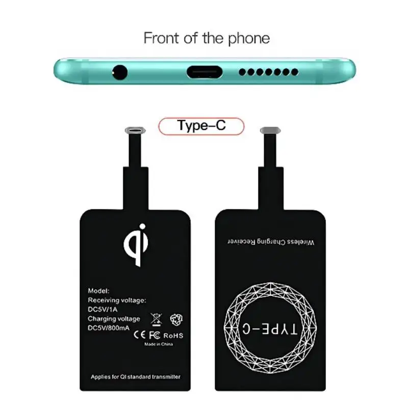 Беспроводной зарядный приемник QI стандарт Micro USB A B Type-C подходит для iPhone6S/7 Apple Samsung
