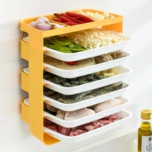 Home Kitchen 6-Layer Wall-Mounted Storage Rack Multifunctional Side Dish Spice Classification Perforated Storage Box Saves Space