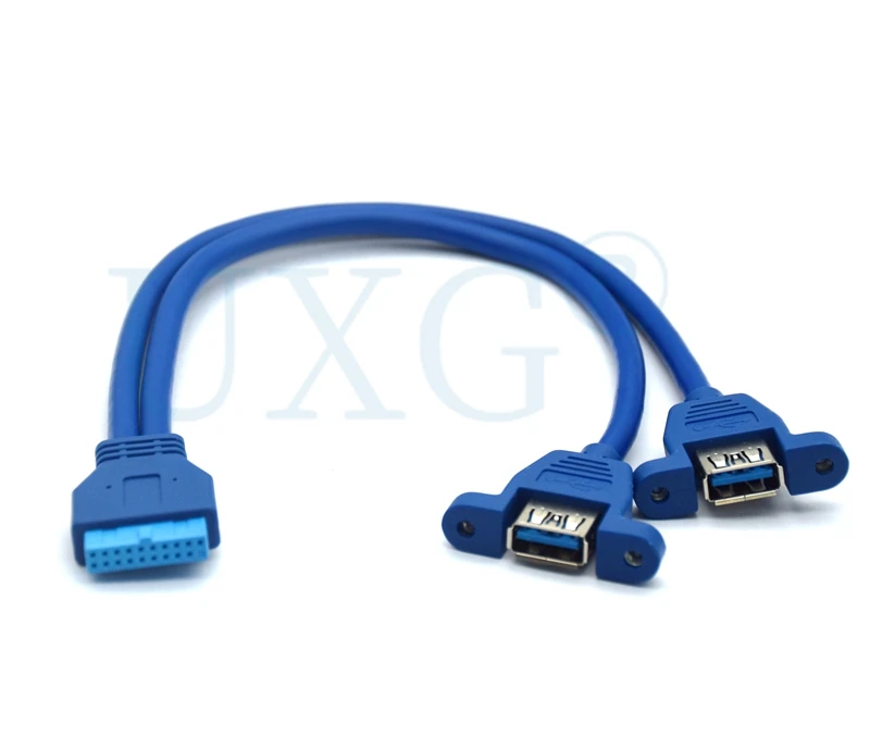 Кабель-удлинитель с двумя портами USB 3 0 19pin 20pin на 30 см 50 80 1 фут 2 фута винтовым