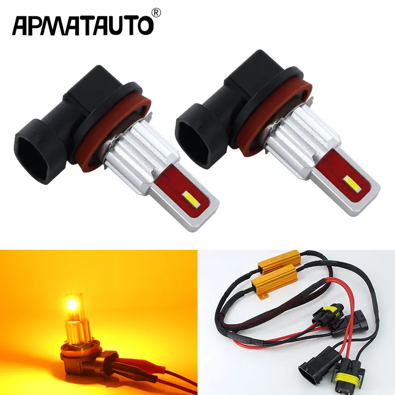 

Светодиодные противотуманные светильник ры белого и желтого цветов, 12 В ~ 24 В, 2 шт., H8, H11, декодеры Canbus для Bmw, AUDI, Mercedes, VW, Chevrolet