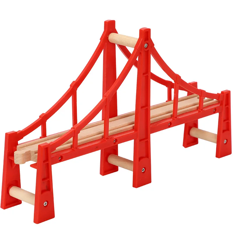 

Wooden Train Track Accessories Red Bridge Series Track Scene Educational Toys for Children