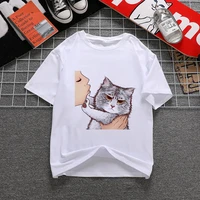 kiss cats simple printing womens brand clothing summer female tee short sleeve o neck casual cute tops tees hipster t shirt