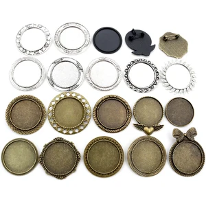 5 шт.лот 30 мм Внутренний размер черная и Античная Посеребренная бронзовая брошь с покрытием Вихревой Стиль кабошон основа