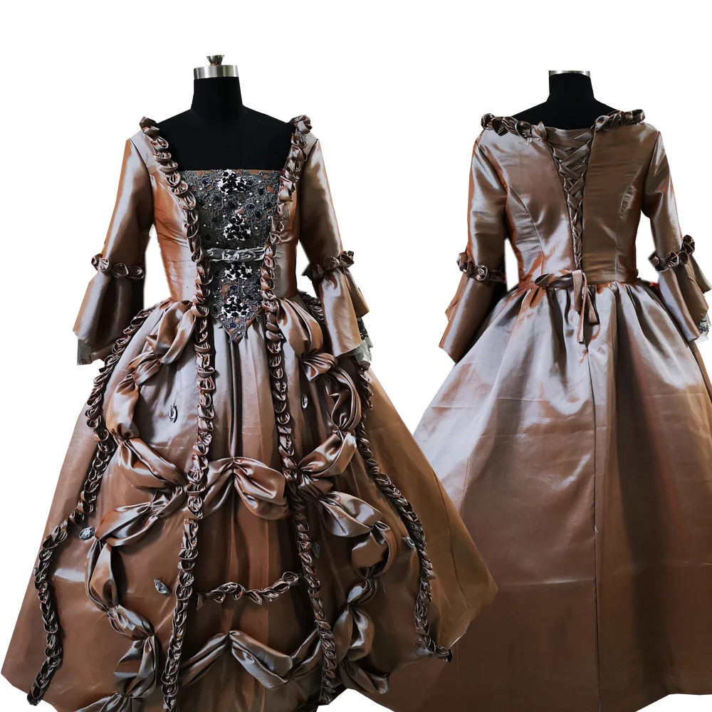 2020 Новое коричневое викторианское платье для косплея на Хеллоуин колониальное