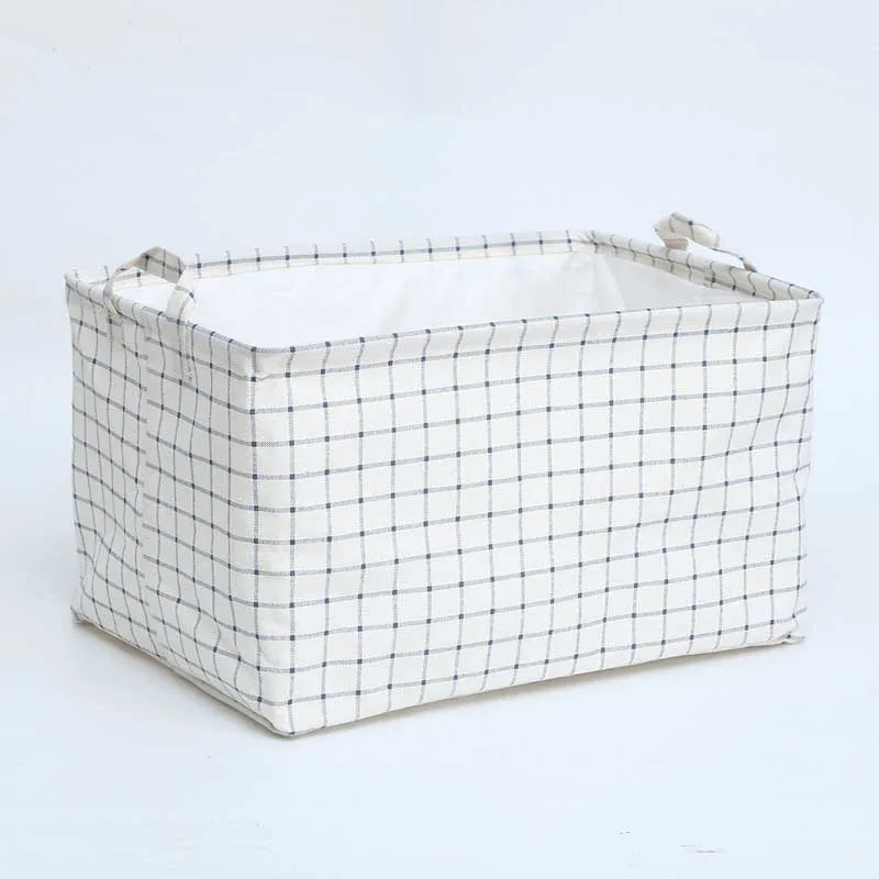 Скандинавская ткань решетки Водонепроницаемая Складная Прачечная Корзина для настольные Предметы коробка для хранения игрушек книги Пылезащитная корзина для хранения